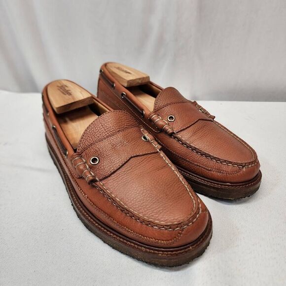 J. Crew Mens 9.5 Camden Crepe-Sole Slip-ons Pebbled Leather Loafers - Picture 1 of 9